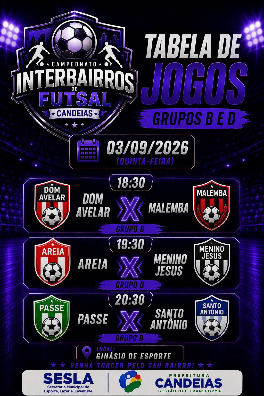 Interbairros: Última rodada define classificados dos grupos B e D nesta quinta-feira (3)